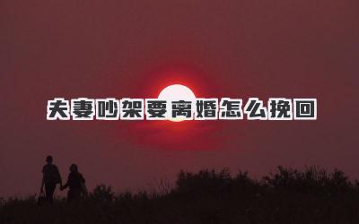 夫妻吵架要离婚怎么挽回