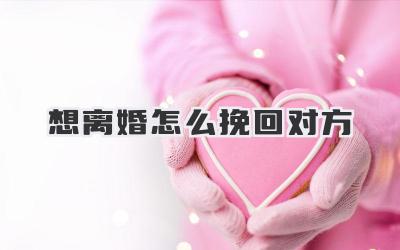 想离婚怎么挽回对方