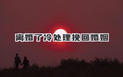 离婚了冷处理挽回婚姻