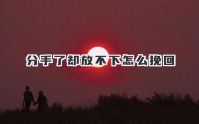 分手了却放不下怎么挽回