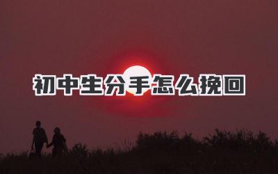 初中生分手怎么挽回