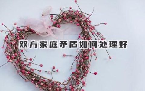 双方家庭矛盾如何处理好