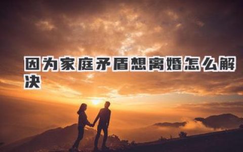 因为家庭矛盾想离婚怎么解决